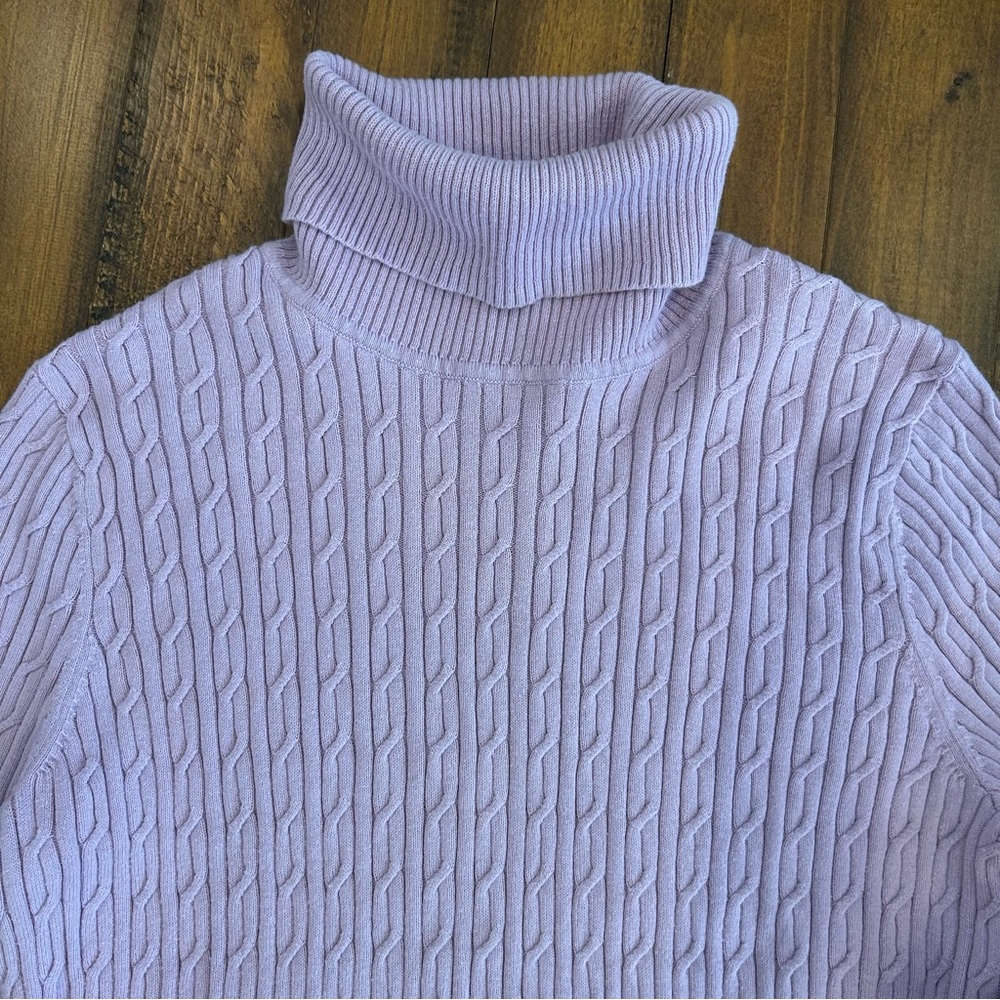 Talbots Lilac Cable Knit Turtleneck Sweater EUC - Picture 6 of 9